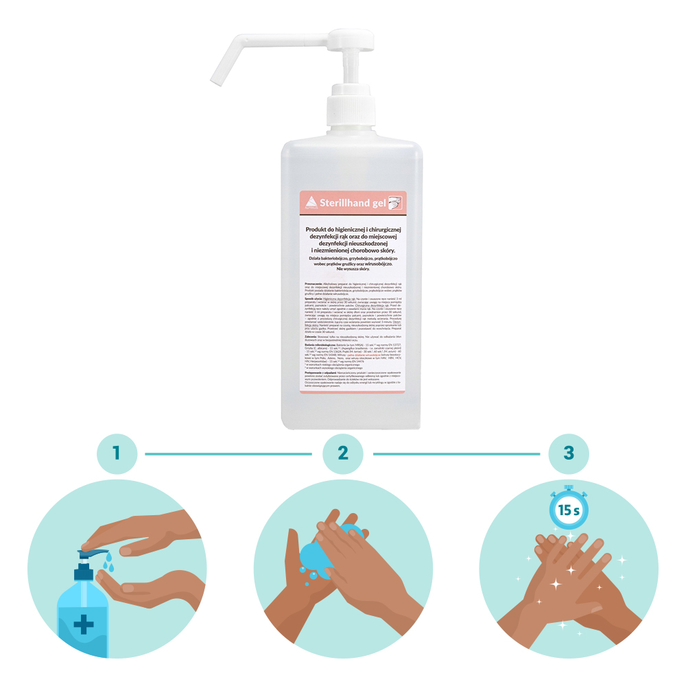 Sterillhand 500ml gel z pompką do dezynfekcji rąk - obrazek 2