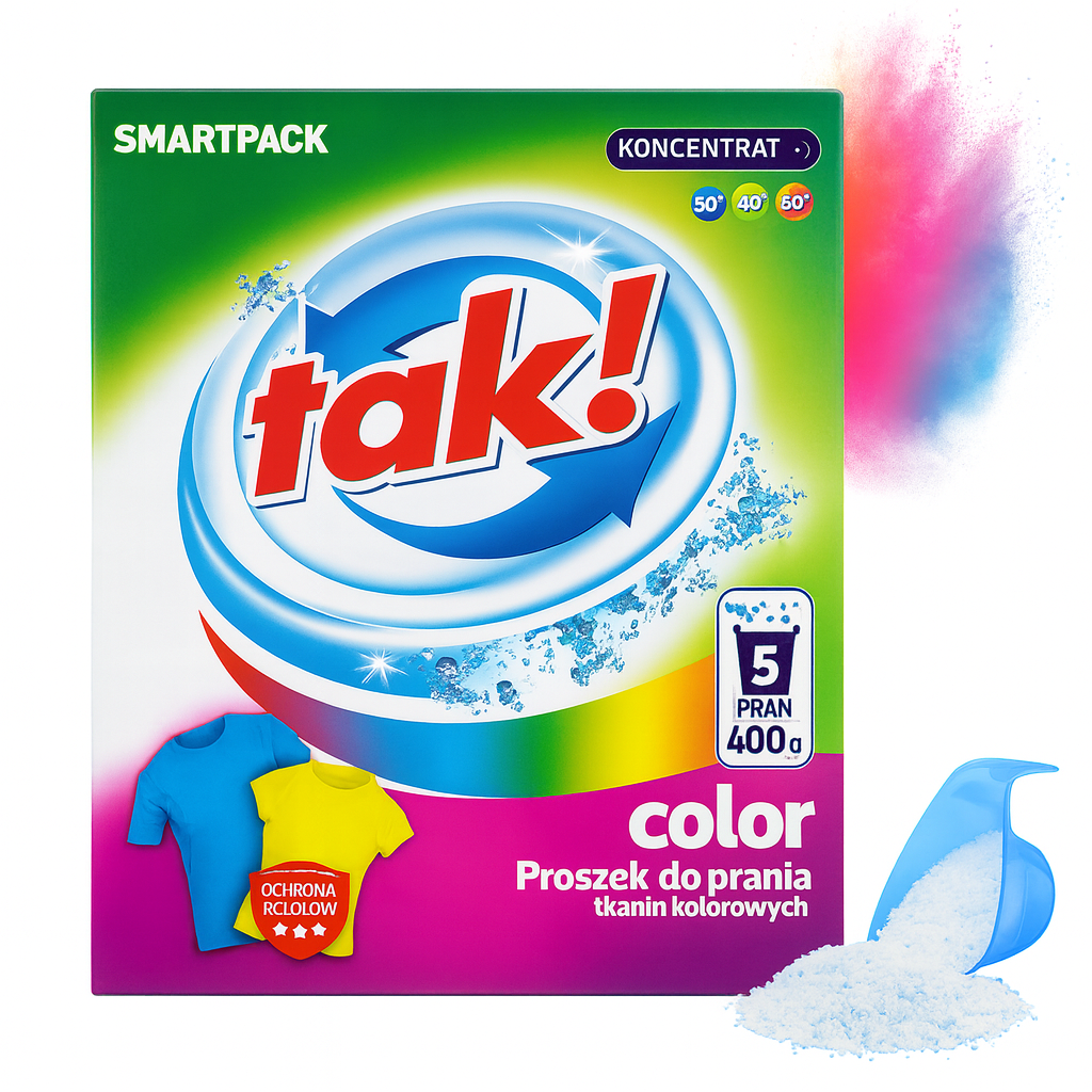 TAK Proszek do prania 400g Color – skuteczny detergent do kolorowych tkanin