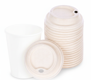 Białe wieczka z trzciny cukrowej 80mm do kubków papierowych 250ml