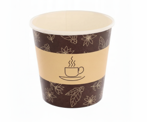 Brązowe kubki papierowe do espresso 100ml z nadrukiem BIO 50 sztuk