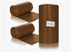Brązowe worki na odpady BIO 60L 50 sztuk mocna folia LDPE na rolce do segregacji