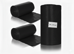 Czarne worki na śmieci 60L 50 sztuk mocne z grubej folii LDPE na rolce