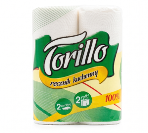 Ręcznik papierowy Torillo kuchenny biały 2 warstwy 2 rolki celuloza na stojaku kuchennym w Hurtowni Maxchem Skoczów
